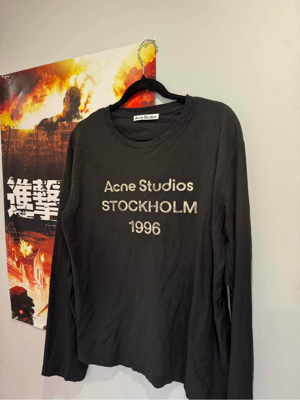 Acne Studios Black Long Sleeve Tee with 'STOCKHOLM 1996' Print
